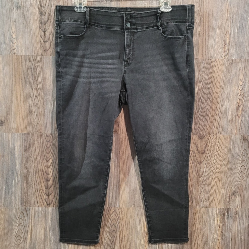 APT 9 Tummy Control Ankle Jeans Size 18 x 25 Black Denim High Rise Stretch